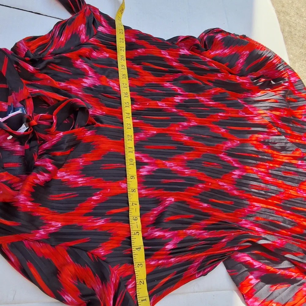 Scoop Plus Size 16/18 Red Black Ikat Midi Dress Belted Boho Long Sleeve - Picture 7 of 11